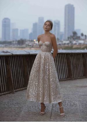 Strapless Glitter Lace Formal Precious Party Dress